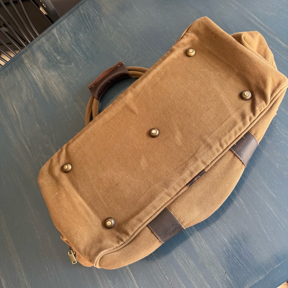 Brown canvas duffle bag with leather details - Picture 5 of 5